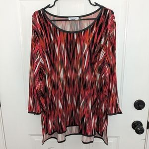 Calvin Klein Red Orange Black & White Top Hi-Lo hem Size 3XL